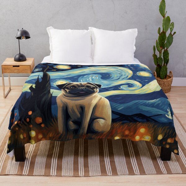 Item preview, Copy of Starry Night Pug Van gogh Inspired Dog Painting designed and sold by Vangoholic.