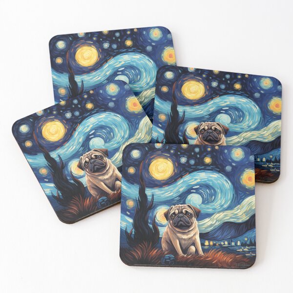 Item preview, Starry Night Pug Van gogh Inspired Dog Painting designed and sold by Vangoholic.