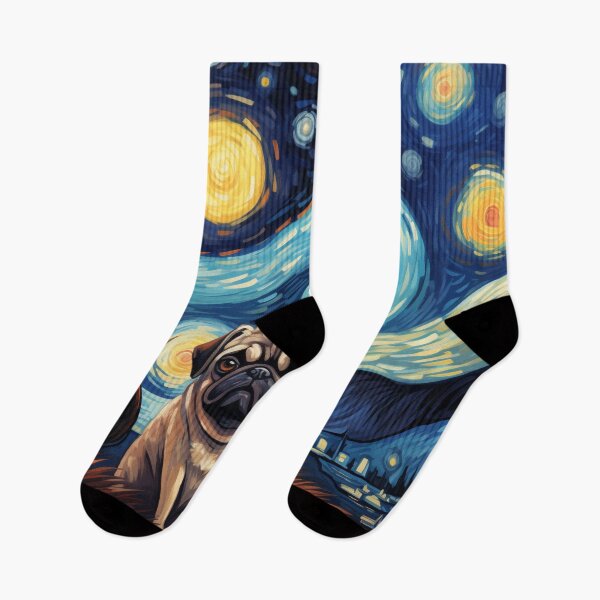 Item preview, Starry Night Pug Van gogh Inspired Dog Painting designed and sold by Vangoholic.