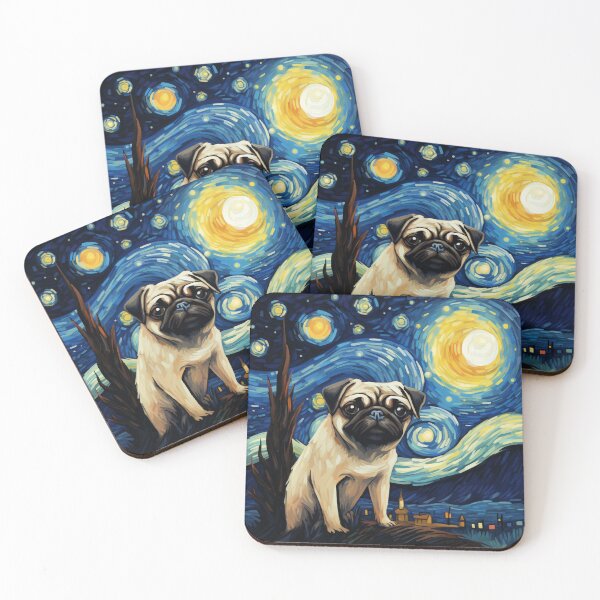 Item preview, Starry Night Pug Van gogh Inspired Dog Painting designed and sold by Vangoholic.
