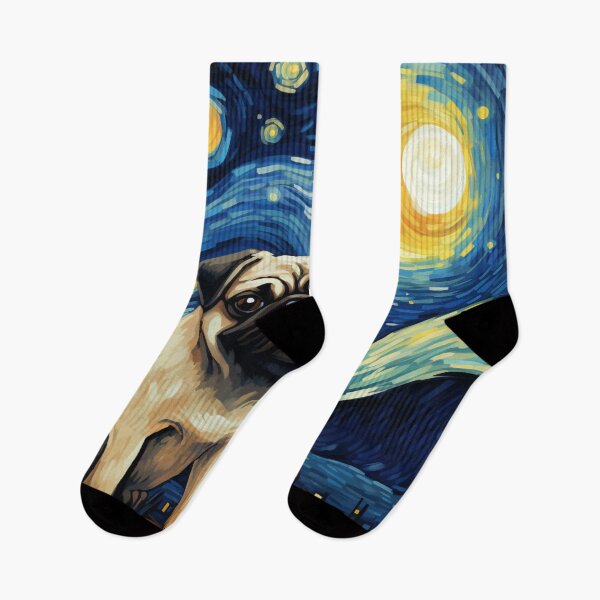Item preview, Starry Night Pug Van gogh Inspired Dog Painting designed and sold by Vangoholic.