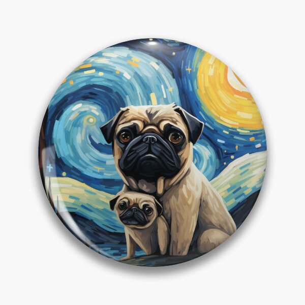 Item preview, Starry Night Pug Van gogh Inspired Dog Painting designed and sold by Vangoholic.