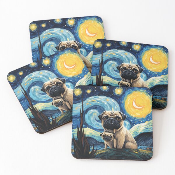 Item preview, Starry Night Pug Van gogh Inspired Dog Painting designed and sold by Vangoholic.