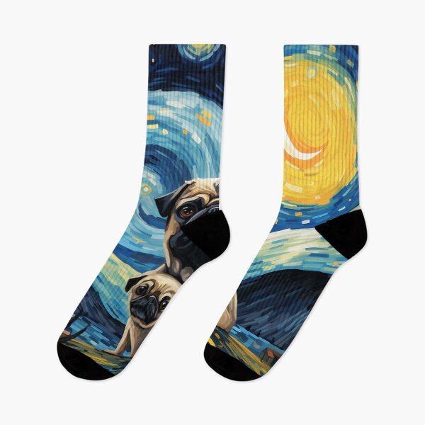 Item preview, Starry Night Pug Van gogh Inspired Dog Painting designed and sold by Vangoholic.
