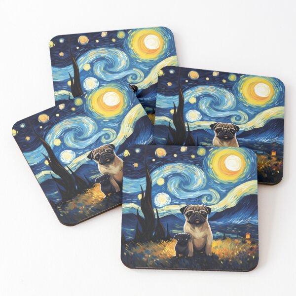 Item preview, Starry Night Pug Van gogh Inspired Dog Painting designed and sold by Vangoholic.