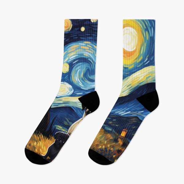 Item preview, Starry Night Pug Van gogh Inspired Dog Painting designed and sold by Vangoholic.