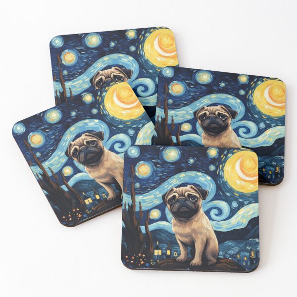 Item preview, Starry Night Pug Van gogh Inspired Dog Painting designed and sold by Vangoholic.