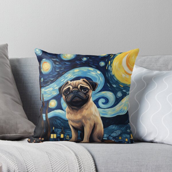 Item preview, Starry Night Pug Van gogh Inspired Dog Painting designed and sold by Vangoholic.