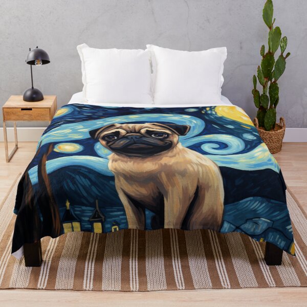 Item preview, Starry Night Pug Van gogh Inspired Dog Painting designed and sold by Vangoholic.