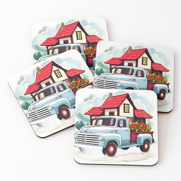 Item preview, Farm Truck with flowers designed and sold by Cardsurveyors.