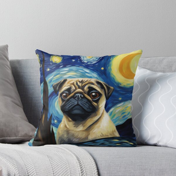 Item preview, Starry Night Pug Van gogh Inspired Dog Painting designed and sold by Vangoholic.