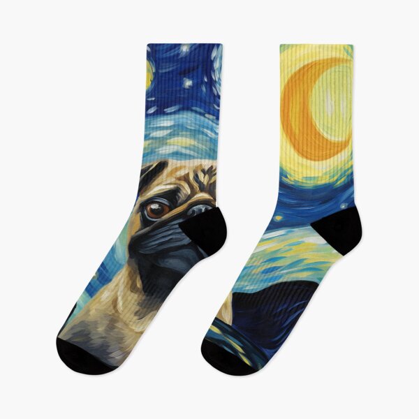 Item preview, Starry Night Pug Van gogh Inspired Dog Painting designed and sold by Vangoholic.