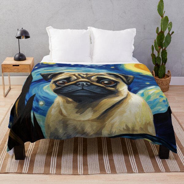 Item preview, Starry Night Pug Van gogh Inspired Dog Painting designed and sold by Vangoholic.