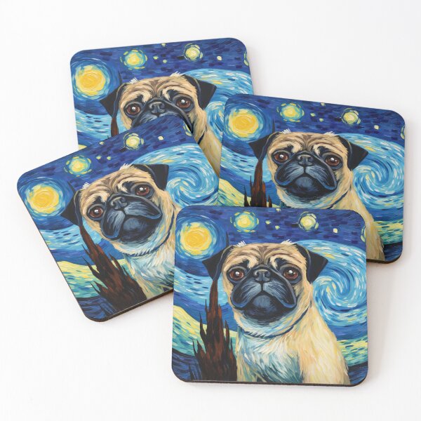 Item preview, Starry Night Pug Van gogh Inspired Dog Painting designed and sold by Vangoholic.