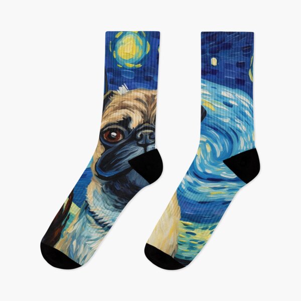 Item preview, Starry Night Pug Van gogh Inspired Dog Painting designed and sold by Vangoholic.