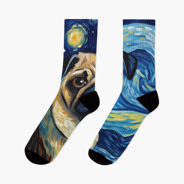 Item preview, Starry Night Pug Van gogh Inspired Dog Painting designed and sold by Vangoholic.
