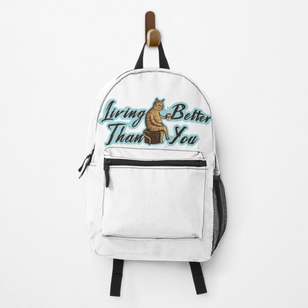 Item preview, Living better quote Cat drinking coffee designed and sold by Vamp2DxZSmit.