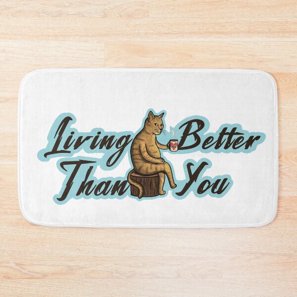Item preview, Living better quote Cat drinking coffee designed and sold by Vamp2DxZSmit.