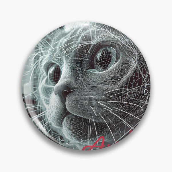Item preview, Wireframe Cat Curiosity Illustration designed and sold by inkArtistryfine.