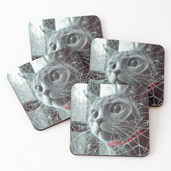 Item preview, Wireframe Cat Curiosity Illustration designed and sold by inkArtistryfine.