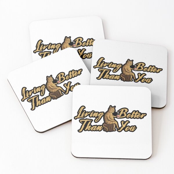 Item preview, Living better quote Cat drinking coffee designed and sold by Vamp2DxZSmit.