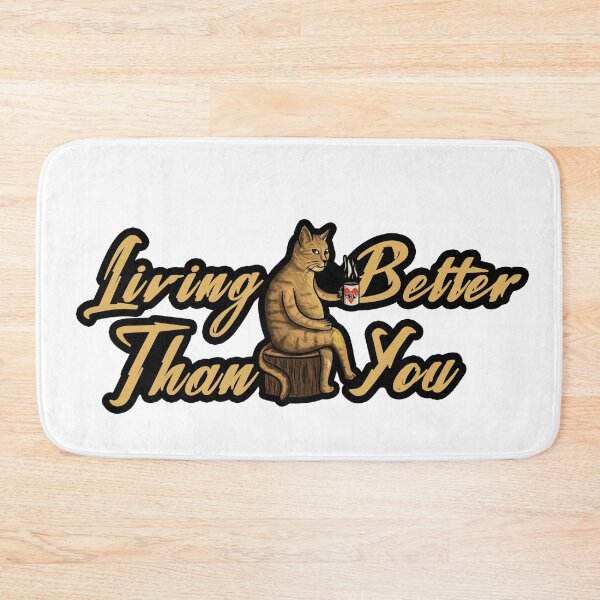 Item preview, Living better quote Cat drinking coffee designed and sold by Vamp2DxZSmit.