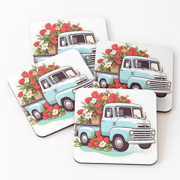 Item preview, Blue Flower Farm Truck designed and sold by Cardsurveyors.