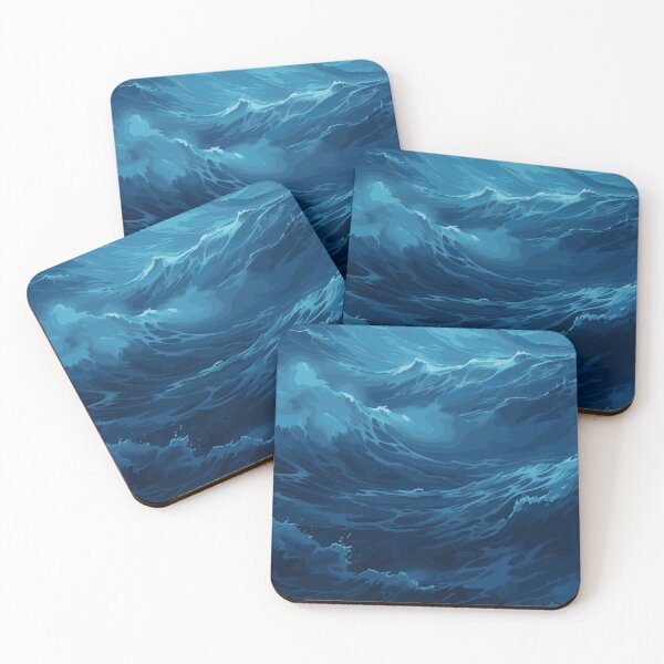 Item preview, The Might Blue Ocean Waves designed and sold by Vector Scout Lab.