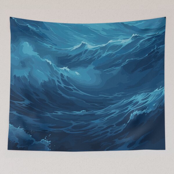 Item preview, The Might Blue Ocean Waves designed and sold by Vector Scout Lab.