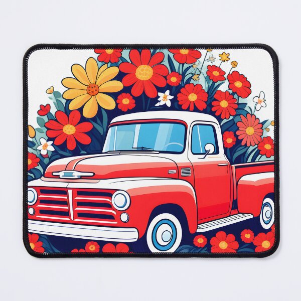 Item preview, Red flower truck designed and sold by Cardsurveyors.