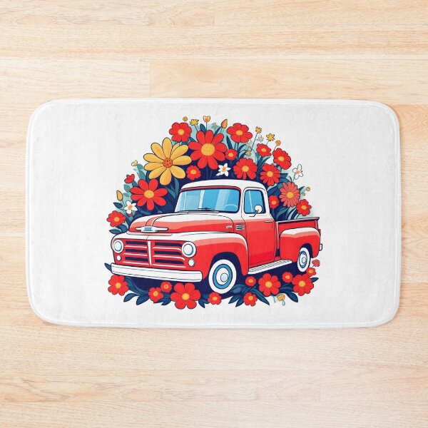 Item preview, Red flower truck designed and sold by Cardsurveyors.