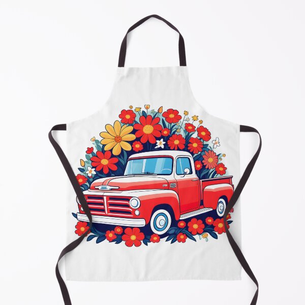 Item preview, Red flower truck designed and sold by Cardsurveyors.