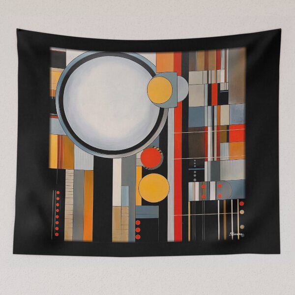 Item preview, Cubism, abstract, cubist, mid century art, geometric art, painting, nordic, scandinavian, design, circle, designed and sold by KsaveraArt.