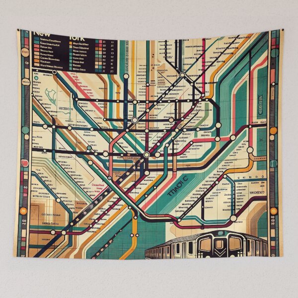 Item preview, Retro-Modern New York Subway Map designed and sold by FIYARO.