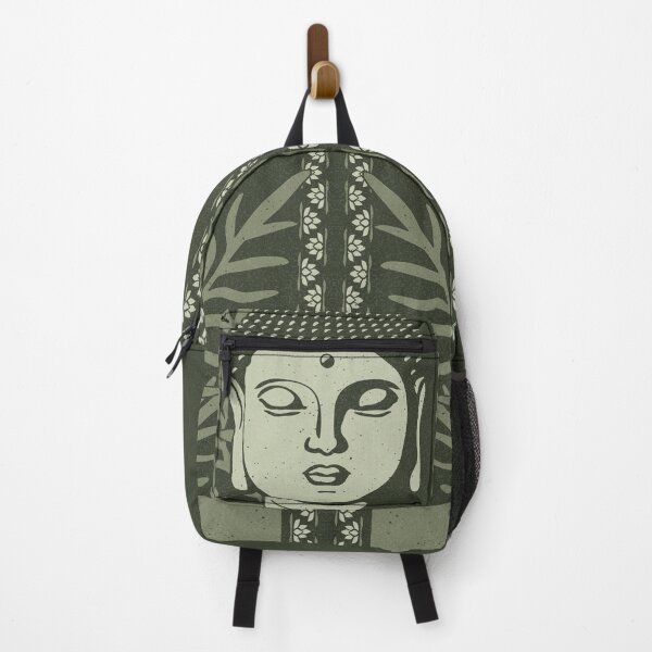 Item preview, Buddha Head Statue with Palm Fronds - Pine, Tea, Sage designed and sold by Irene Estelle.