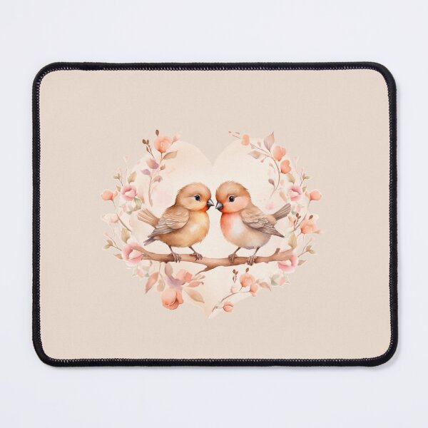 Item preview, Happy Valentine cute gentle birds in love, greeting card in retro vintage colors, with flowers and hearts designed and sold by GorXena.