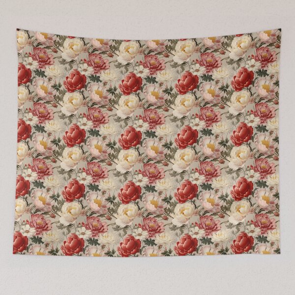 Item preview, Peony Tile 11: Ruffled Symphony in Blush and Blossom, Rose-Kissed Dreams on Leafy Thrones designed and sold by TheBrainArt.