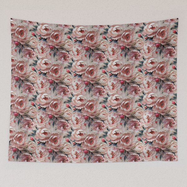 Item preview, Peony Tile 12: Ruffled Symphony in Blush and Blossom, Rose-Kissed Dreams on Leafy Thrones designed and sold by TheBrainArt.
