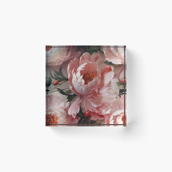 Item preview, Peony Tile 13: Ruffled Symphony in Blush and Blossom, Rose-Kissed Dreams on Leafy Thrones designed and sold by TheBrainArt.