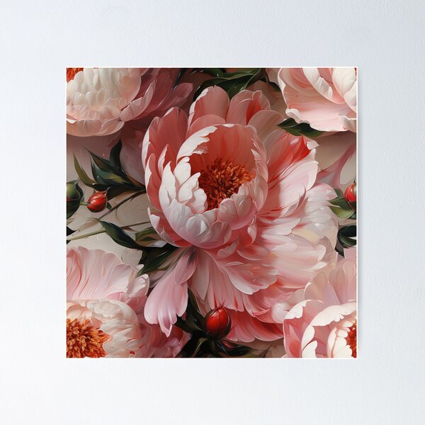 Item preview, Peony Tile 13: Ruffled Symphony in Blush and Blossom, Rose-Kissed Dreams on Leafy Thrones designed and sold by TheBrainArt.