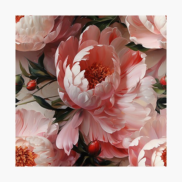 Item preview, Peony Tile 13: Ruffled Symphony in Blush and Blossom, Rose-Kissed Dreams on Leafy Thrones designed and sold by TheBrainArt.