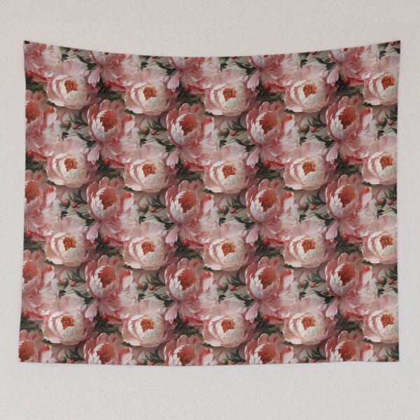 Item preview, Peony Tile 13: Ruffled Symphony in Blush and Blossom, Rose-Kissed Dreams on Leafy Thrones designed and sold by TheBrainArt.