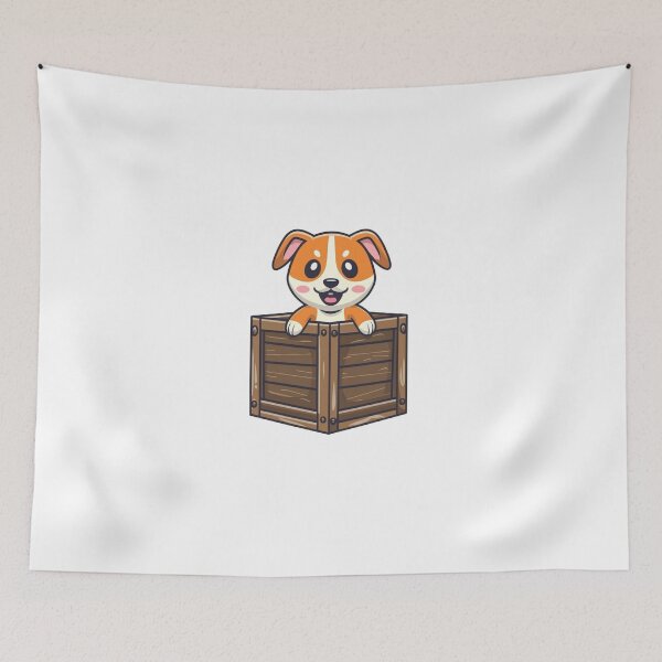Item preview, Cute Shiba Inu Puppy Smile in a Wooden Crate Box designed and sold by vetshop.