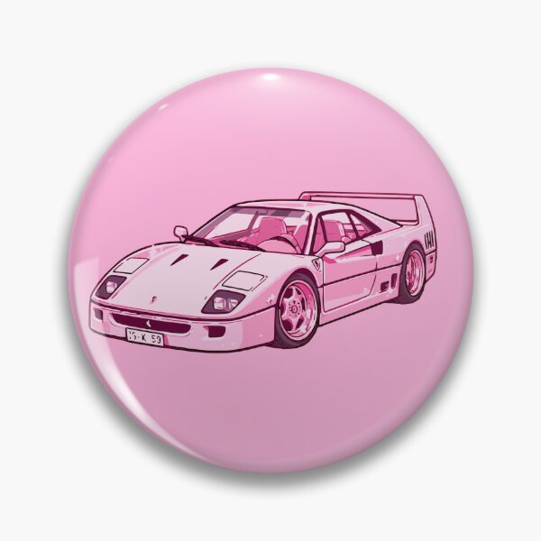 Artikelvorschau, Niedliche rosa Ferrari F40-Autoaufkleber-Zeichnung entworfen und verkauft von aesthetic car stickers.