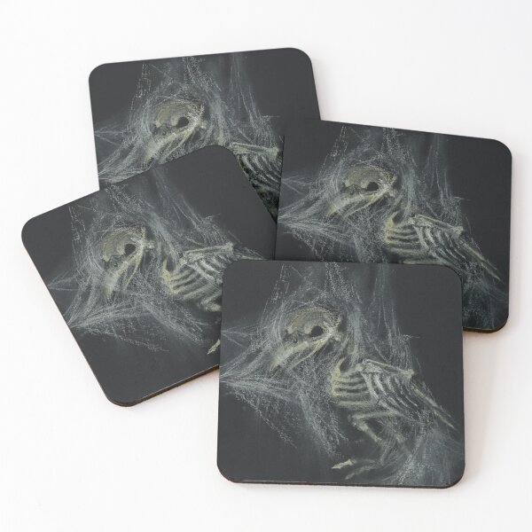 Item preview, Creepy Cute Black Raven Skeleton in Spider Web Goth Drawing designed and sold by Dariia Zhyrova.
