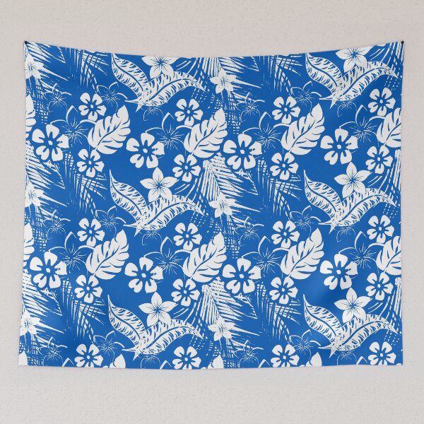 Item preview, Blue and White Tropical Jungle Seamless Pattern designed and sold by Sharon Schwalbe.