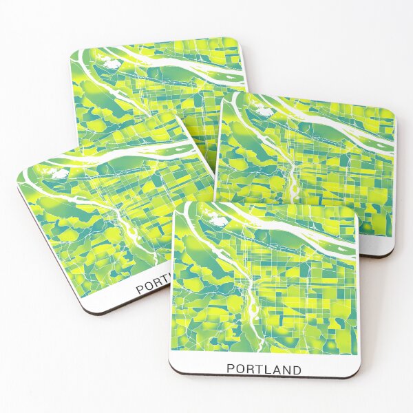 Item preview, Portland Oregon Named City Map - Green-Yellow Duotone designed and sold by StylishStacks.