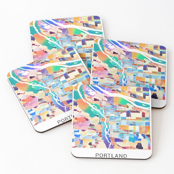 Item preview, Portland Oregon Named City Map - Tropical Rainbow Scheme designed and sold by StylishStacks.