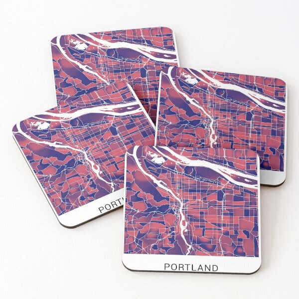 Item preview, Portland Oregon Named City Map - Red-Blue Duotone designed and sold by StylishStacks.