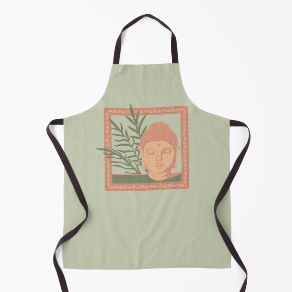 Item preview, Buddha Head Statue with Palm Fronds - Tea, Coral, Melon, Sage designed and sold by Irene Estelle.